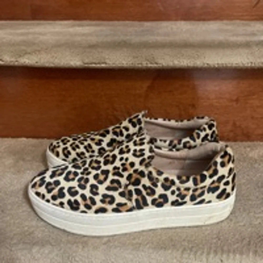J Slides Leopard Print Sneakers Women's Size 8.5 Brown White